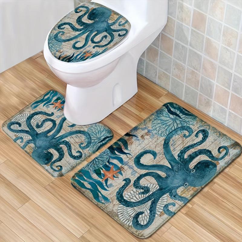 Octopus Starfish Bathroom Set - Machine Washable Polyester