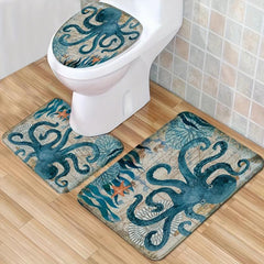 Octopus Starfish Bathroom Set - Machine Washable Polyester