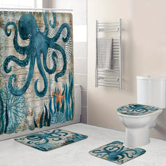 Octopus Starfish Bathroom Set - Machine Washable Polyester