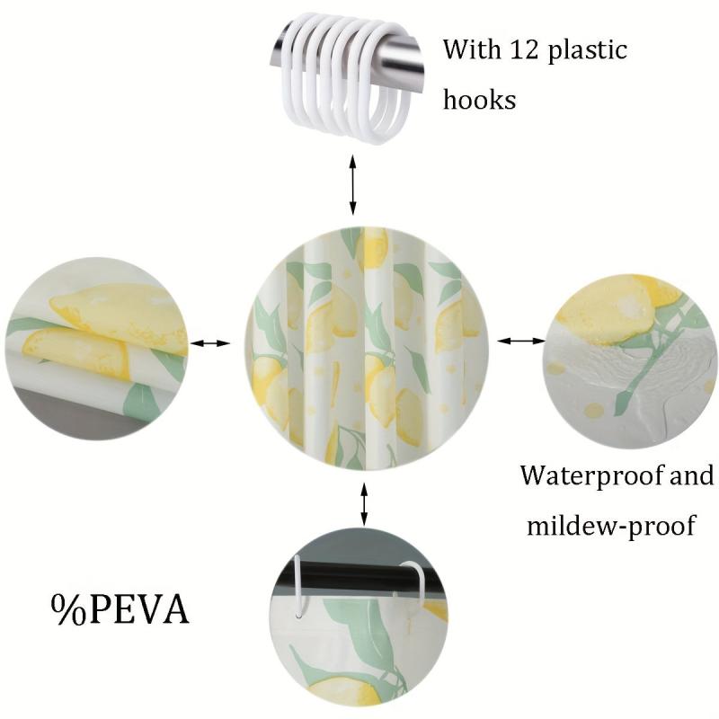Yellow Lemon Pattern Shower Curtain 72in