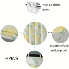 Yellow Lemon Pattern Shower Curtain 72in