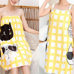 Women's Wearable Bath Towel Printed Bathrobe For Home & Travel