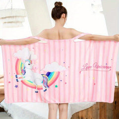 Women's Wearable Bath Towel Printed Bathrobe For Home & Travel