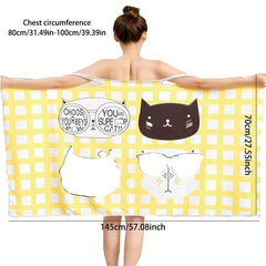 Women's Wearable Bath Towel Printed Bathrobe For Home & Travel
