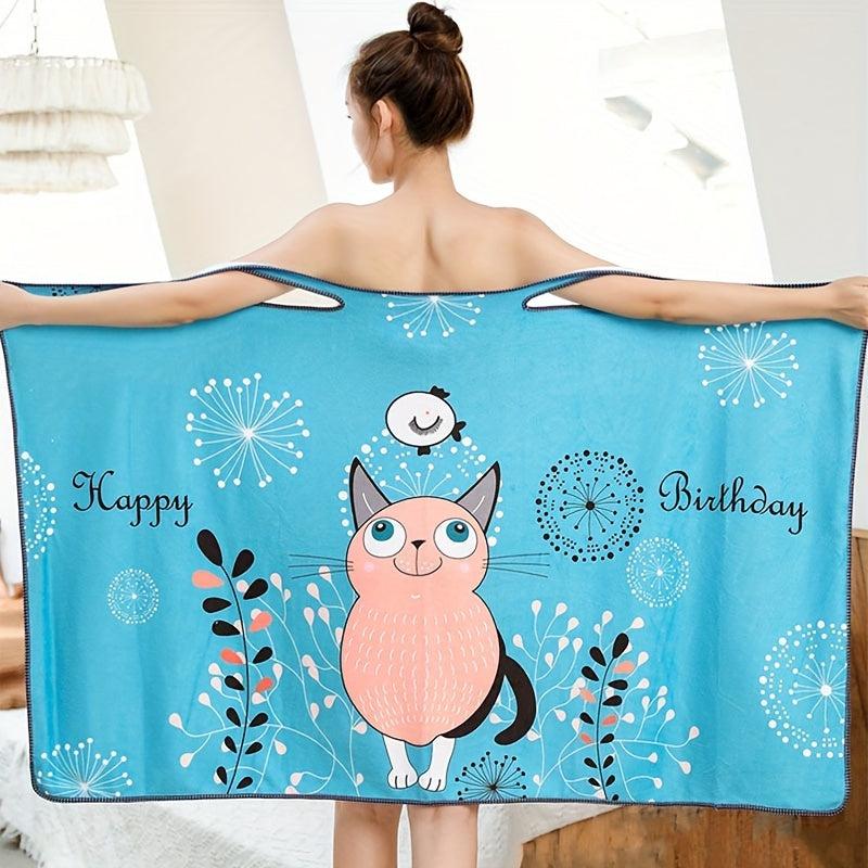 Women's Wearable Bath Towel Printed Bathrobe For Home & Travel