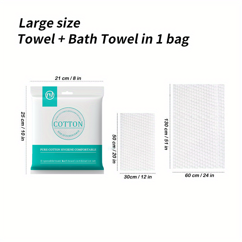 2pc Cotton Bath Towel Set Individually Wrapped Travel Business Soft Absorbent