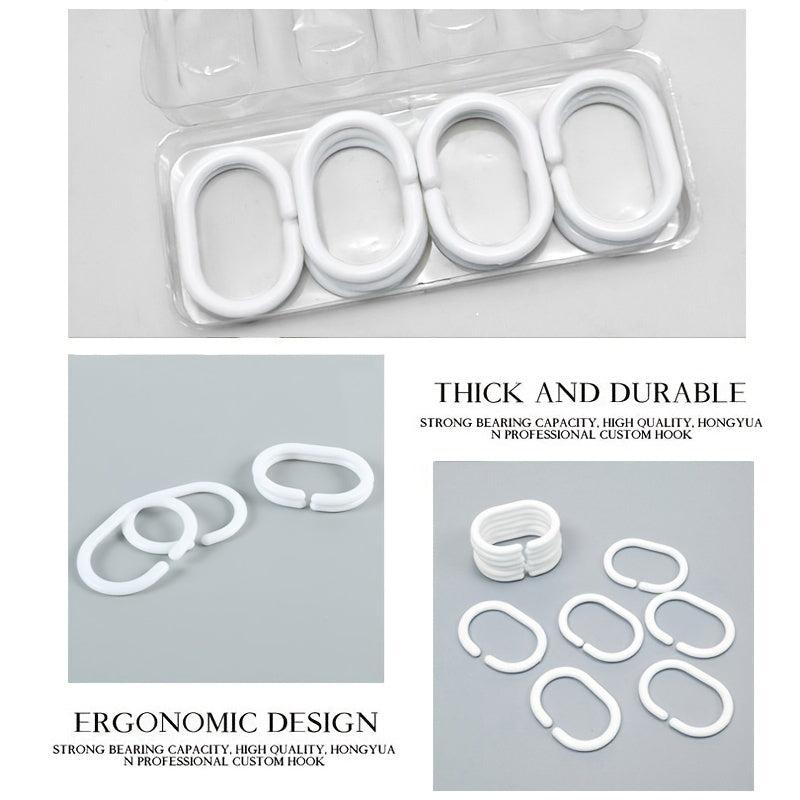 12pcs Plastic Shower Curtain Rings Hooks