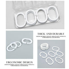 12pcs Plastic Shower Curtain Rings Hooks