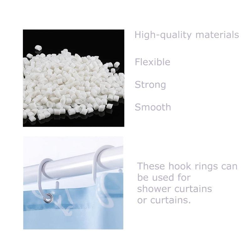 12pcs Plastic Shower Curtain Rings Hooks