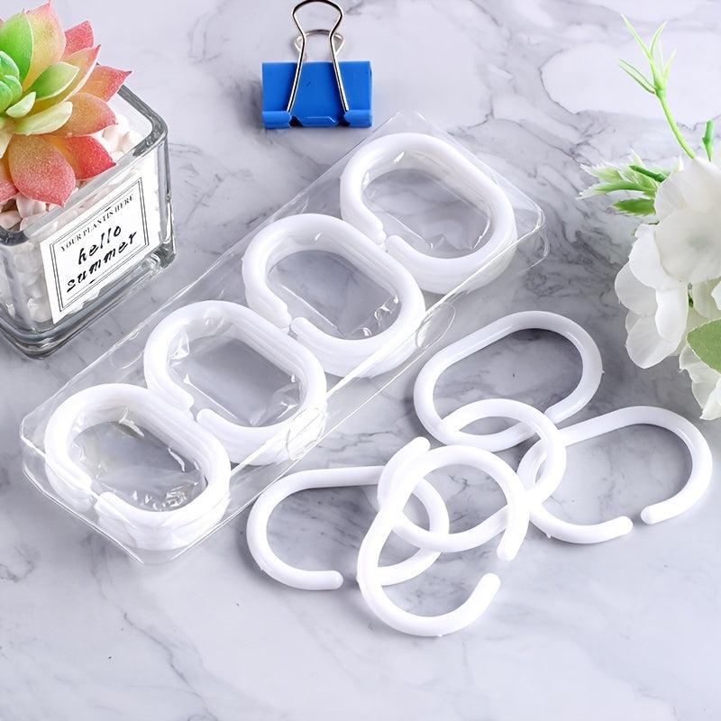 12pcs Plastic Shower Curtain Rings Hooks