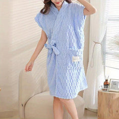 Women's Wearable Bath Towel With Pocket Strap Solid Shower Skirt