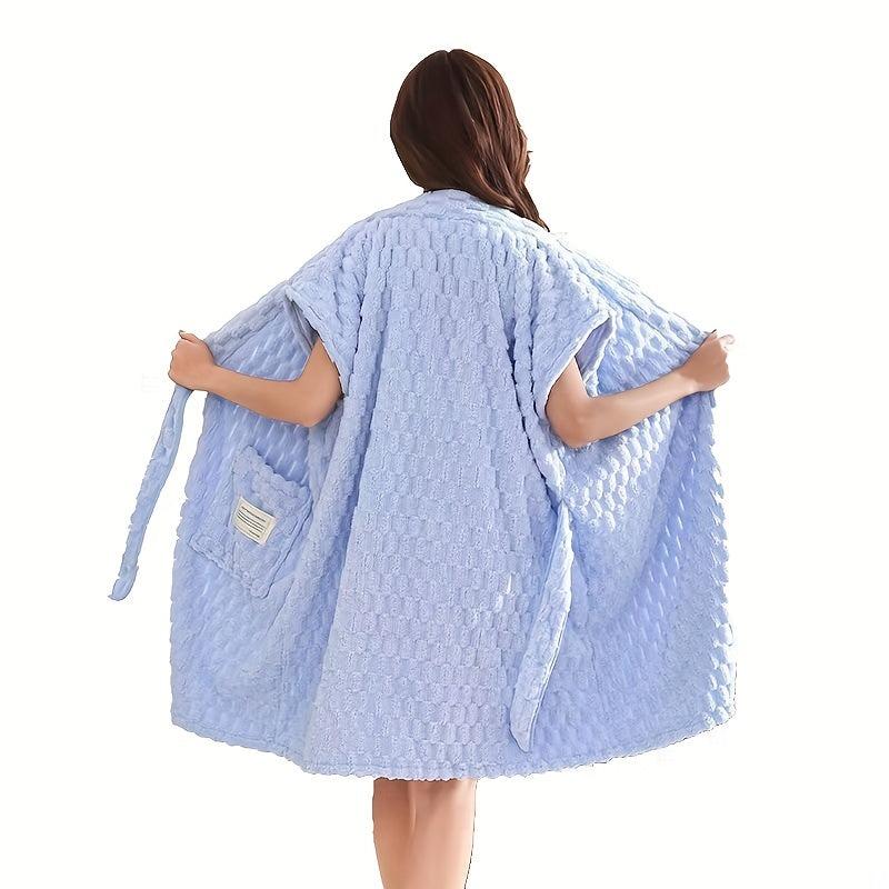 Women's Wearable Bath Towel With Pocket Strap Solid Shower Skirt
