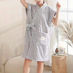 Women's Wearable Bath Towel With Pocket Strap Solid Shower Skirt