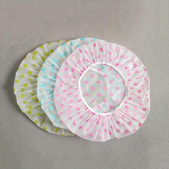 3pcs Colorful Polka Dot Shower Cap Waterproof Multifunctional Bath Cap