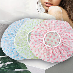 3pcs Colorful Polka Dot Shower Cap Waterproof Multifunctional Bath Cap