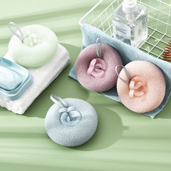 Round Bath Ball With Handle for Exfoliating Scrub