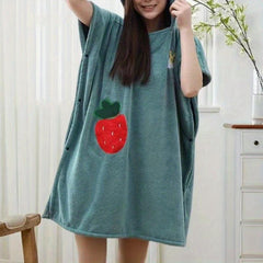 Women's Hooded Towel Cloak Bathrobe Quick Drying Soft Bath Wrap Towel