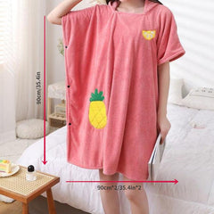 Women's Hooded Towel Cloak Bathrobe Quick Drying Soft Bath Wrap Towel