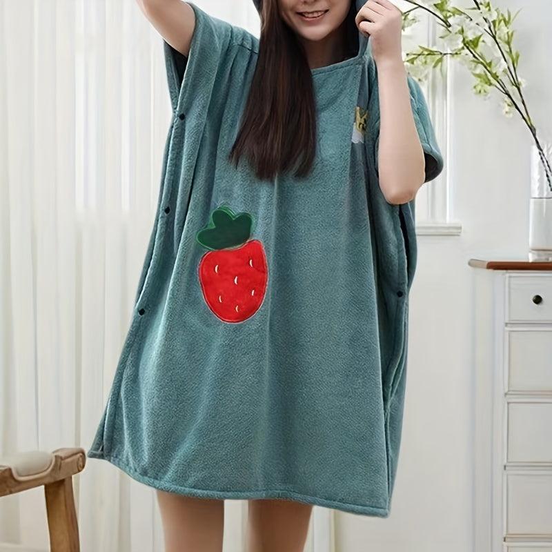 Women's Hooded Towel Cloak Bathrobe Quick Drying Soft Bath Wrap Towel