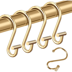 12pcs T-Shaped Rustproof Shower Curtain Hooks for Bathroom Curtain Rods