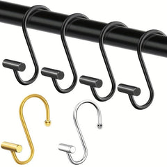 12pcs T-Shaped Rustproof Shower Curtain Hooks for Bathroom Curtain Rods