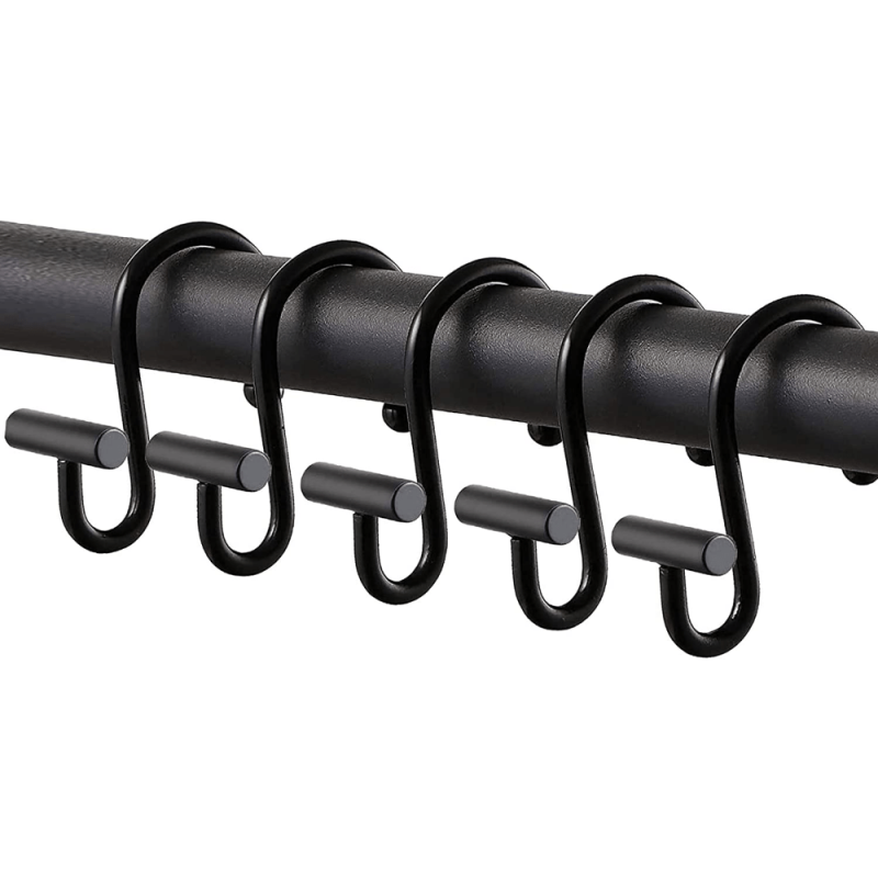 12pcs T-Shaped Rustproof Shower Curtain Hooks for Bathroom Curtain Rods
