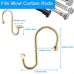 12pcs T-Shaped Rustproof Shower Curtain Hooks for Bathroom Curtain Rods