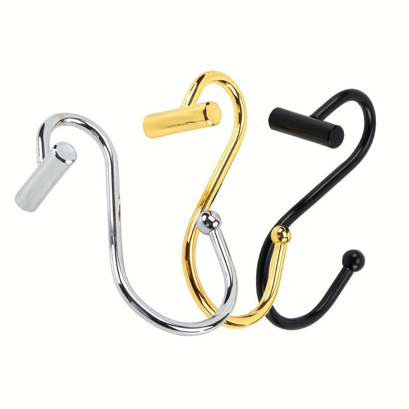 12pcs T-Shaped Rustproof Shower Curtain Hooks for Bathroom Curtain Rods