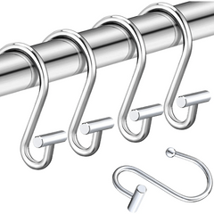 12pcs T-Shaped Rustproof Shower Curtain Hooks for Bathroom Curtain Rods