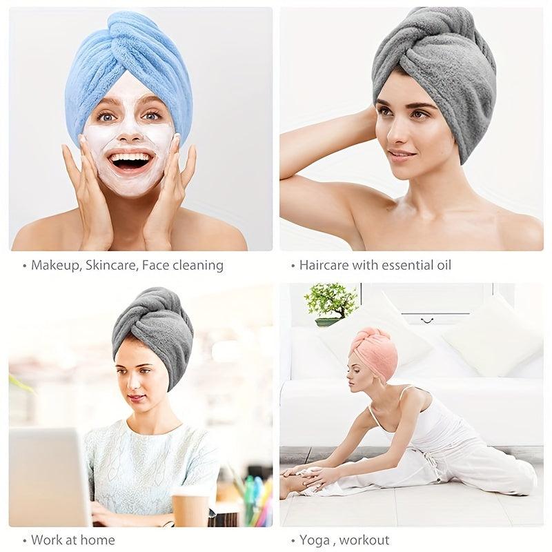 Microfiber Hair Towel Wrap for Quick Dry Hair Turban 28 Inch Bathroom Accessory