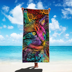 Doodle Cat Beach Towel Quick Drying Soft Absorbent Towel