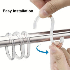 12pcs Plastic C Shaped Shower Curtain Hooks - Easy Installation & Stylish Decor