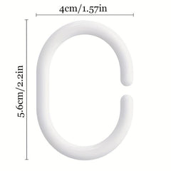 12pcs Plastic C Shaped Shower Curtain Hooks - Easy Installation & Stylish Decor