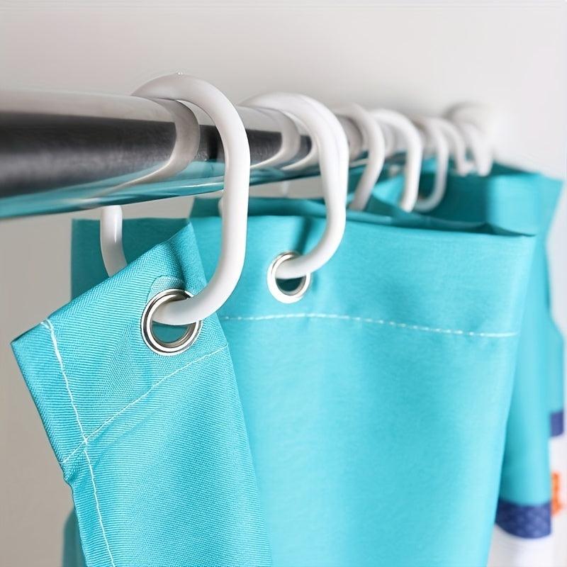 12pcs Plastic C Shaped Shower Curtain Hooks - Easy Installation & Stylish Decor