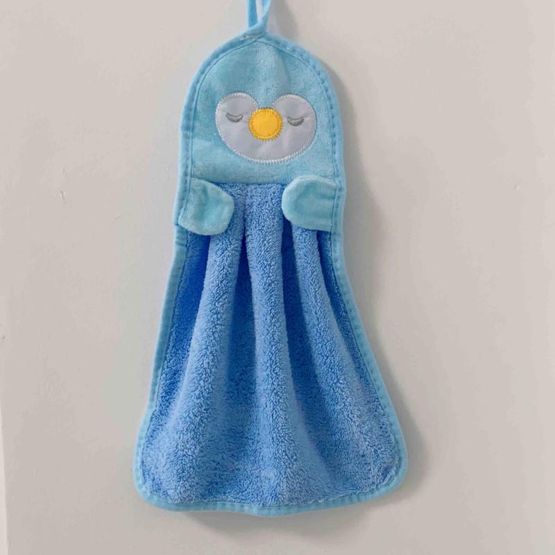Coral Fleece Hanging Towel Cartoon Absorbent Soft Bathroom Kitchen