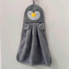 Coral Fleece Hanging Towel Cartoon Absorbent Soft Bathroom Kitchen