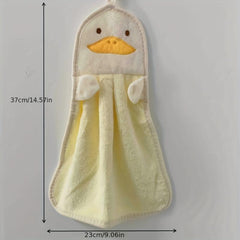 Coral Fleece Hanging Towel Cartoon Absorbent Soft Bathroom Kitchen