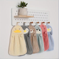 Coral Fleece Hanging Towel Cartoon Absorbent Soft Bathroom Kitchen