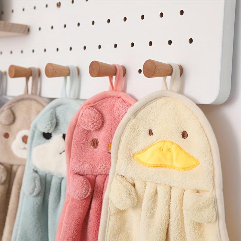 Coral Fleece Hanging Towel Cartoon Absorbent Soft Bathroom Kitchen