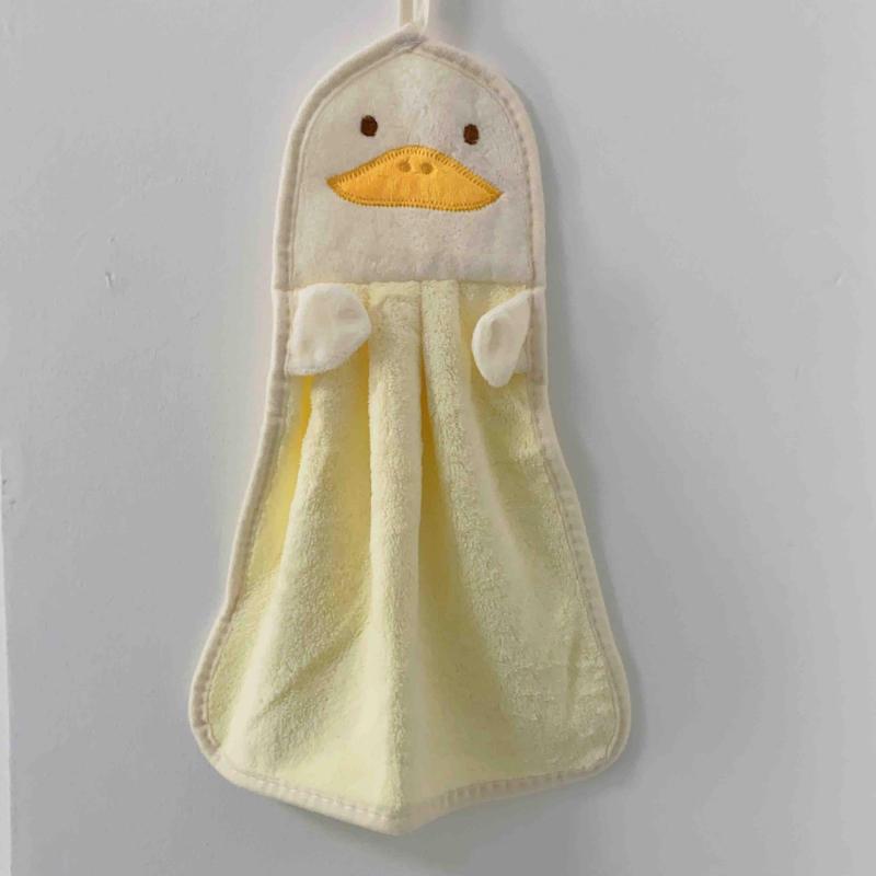 Coral Fleece Hanging Towel Cartoon Absorbent Soft Bathroom Kitchen