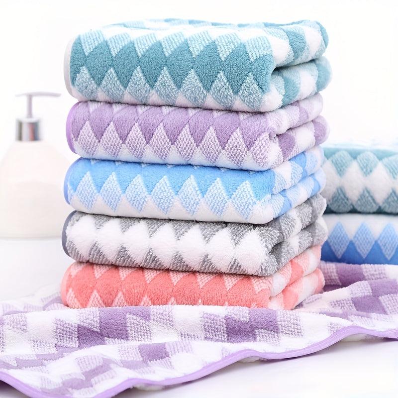 2pcs Geometric Pattern Hand Towel Set Soft Skin-friendly Face Towel