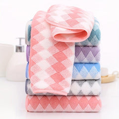 2pcs Geometric Pattern Hand Towel Set Soft Skin-friendly Face Towel