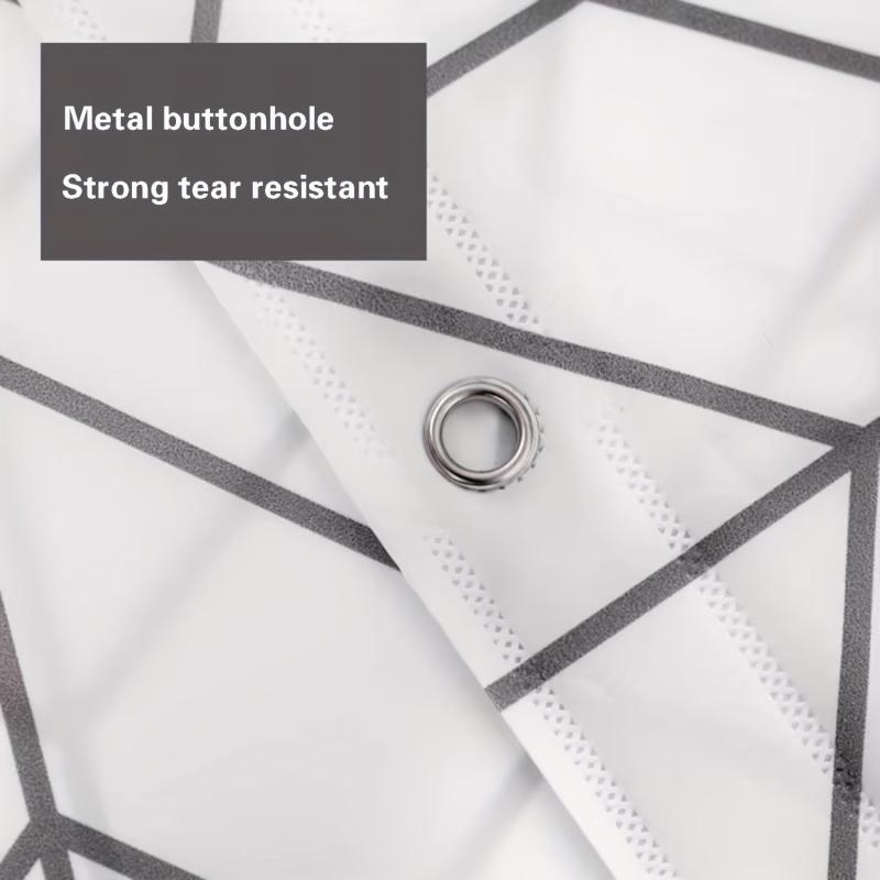 Diagonal Plaid Shower Curtain Waterproof PEVA with Metal Buttonholes