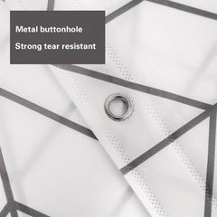 Diagonal Plaid Shower Curtain Waterproof PEVA with Metal Buttonholes