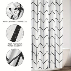 Diagonal Plaid Shower Curtain Waterproof PEVA with Metal Buttonholes