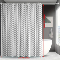 Diagonal Plaid Shower Curtain Waterproof PEVA with Metal Buttonholes