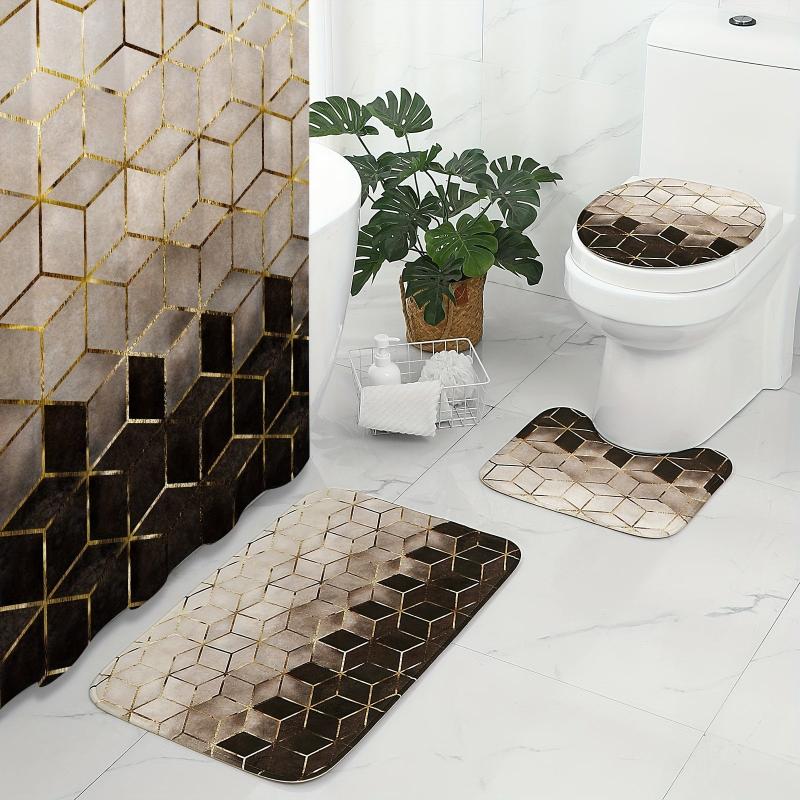 Modern Ombre Shower Curtain Set with Hooks