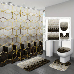 Modern Ombre Shower Curtain Set with Hooks