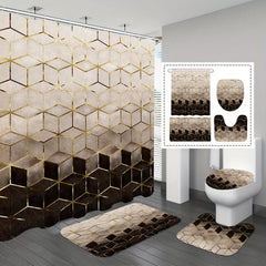 Modern Ombre Shower Curtain Set with Hooks