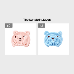 1ps Cartoon Bear Thicken Hair Drying Cap Absorbent Towel Shower Cap